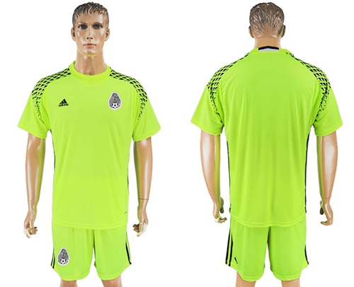 Mexico Blank Shiny Green Goalkeeper Soccer Country Jersey